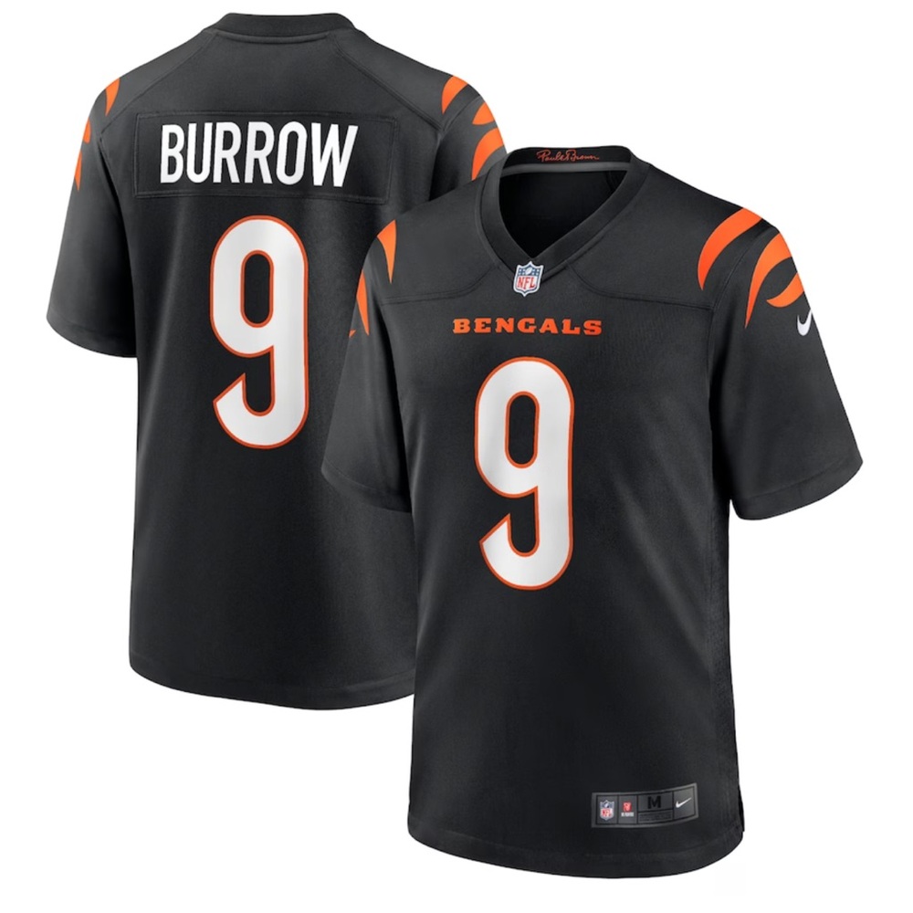 Men's Cincinnati Bengals Joe Burrow Nike Black Player Game Jersey NWOT
